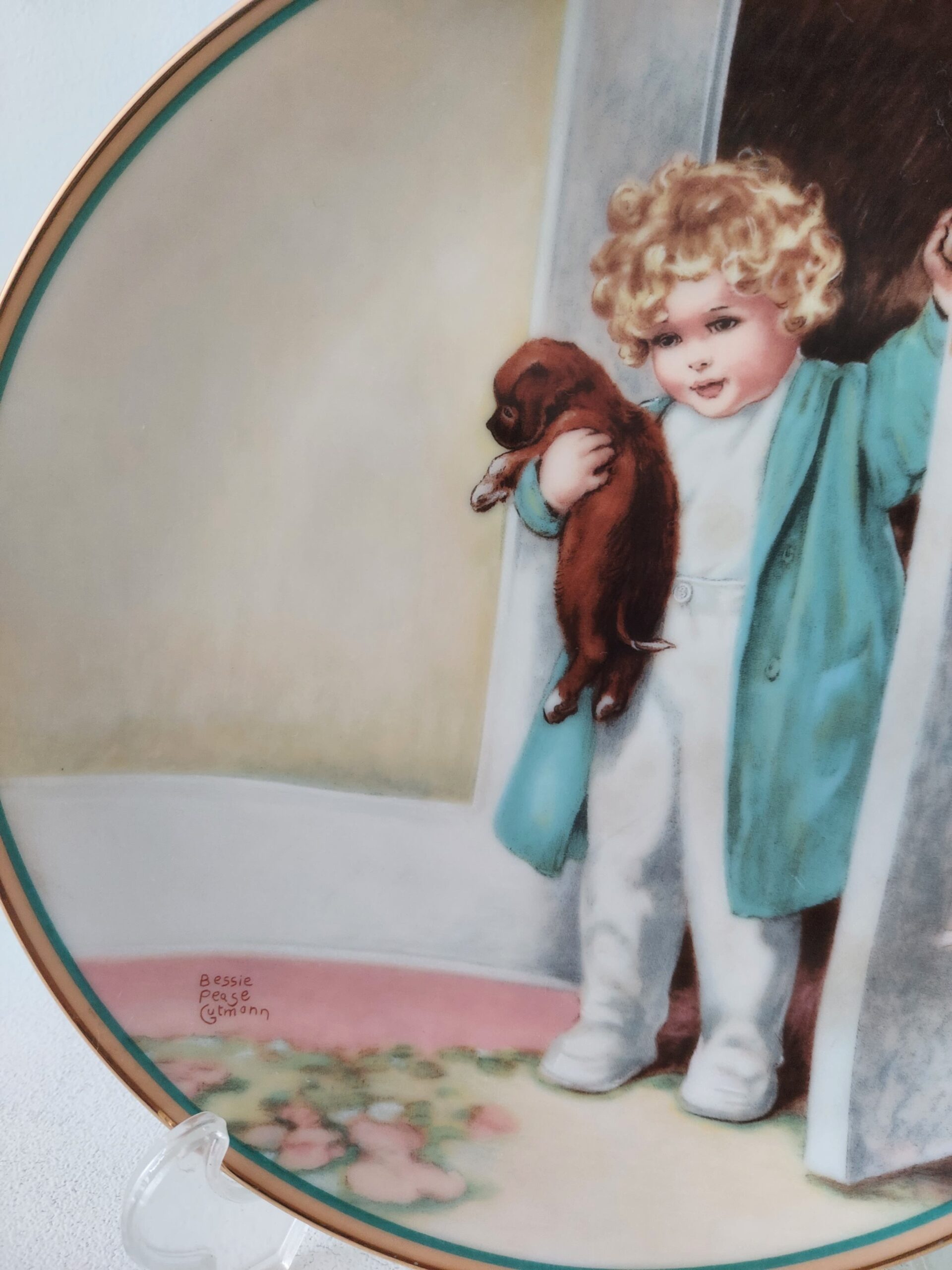Petite assiette porcelaine collection Good Morning Bessie Please Gutmann série A child's best friend