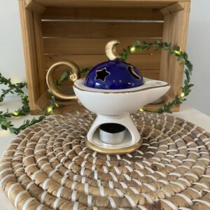 Diffuseur d'odeurs en forme de lampe avec bougie chauffe-plat