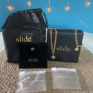Parure de bijoux , Collier et bracelet "SLIDE" style bohème "enfant du soleil" avec boite et petit sac de rangement