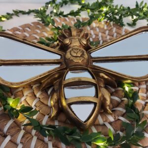 Plaque décorative abeille dorée avec miroirs