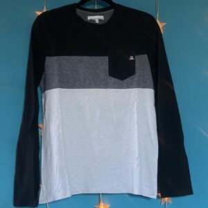 Polo manches longues tricolore noir, gris foncé, gris clair Jules taille M