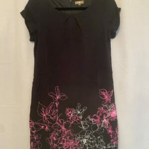 Robe noire avec fleurs roses et blanches Surkana taille S