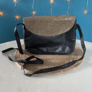 Petit sac/pochette bandoulière noir et doré