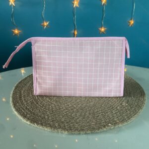 Trousse de toilette à carreaux rose et blanche neuve
