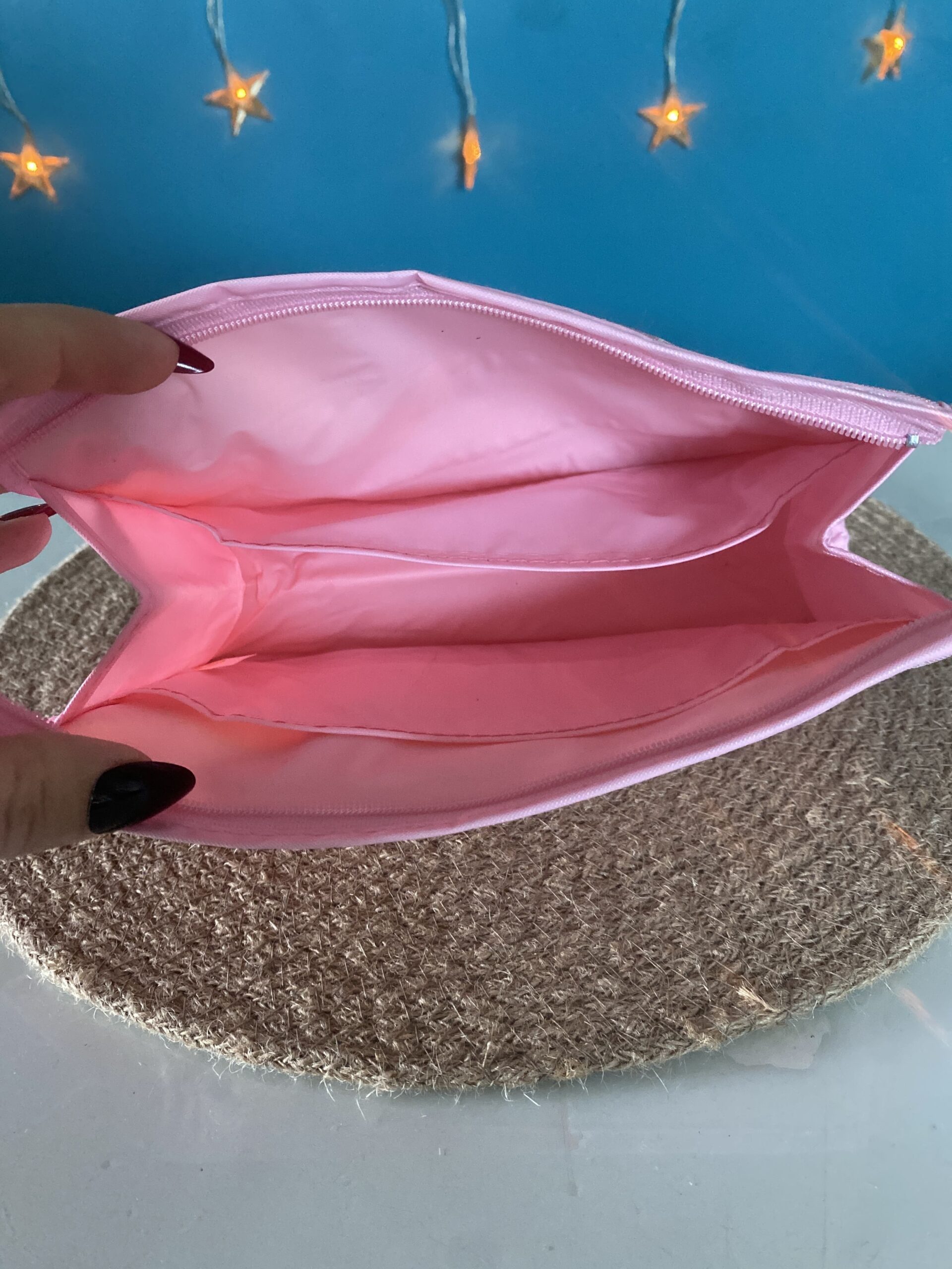 Trousse de toilette à carreaux rose et blanche neuve – Image 2