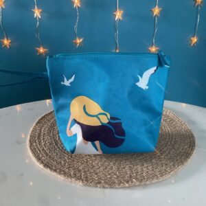 Trousse à maquillage isotherme bleu turquoise Yves Rocher neuve motifs femme et mouettes