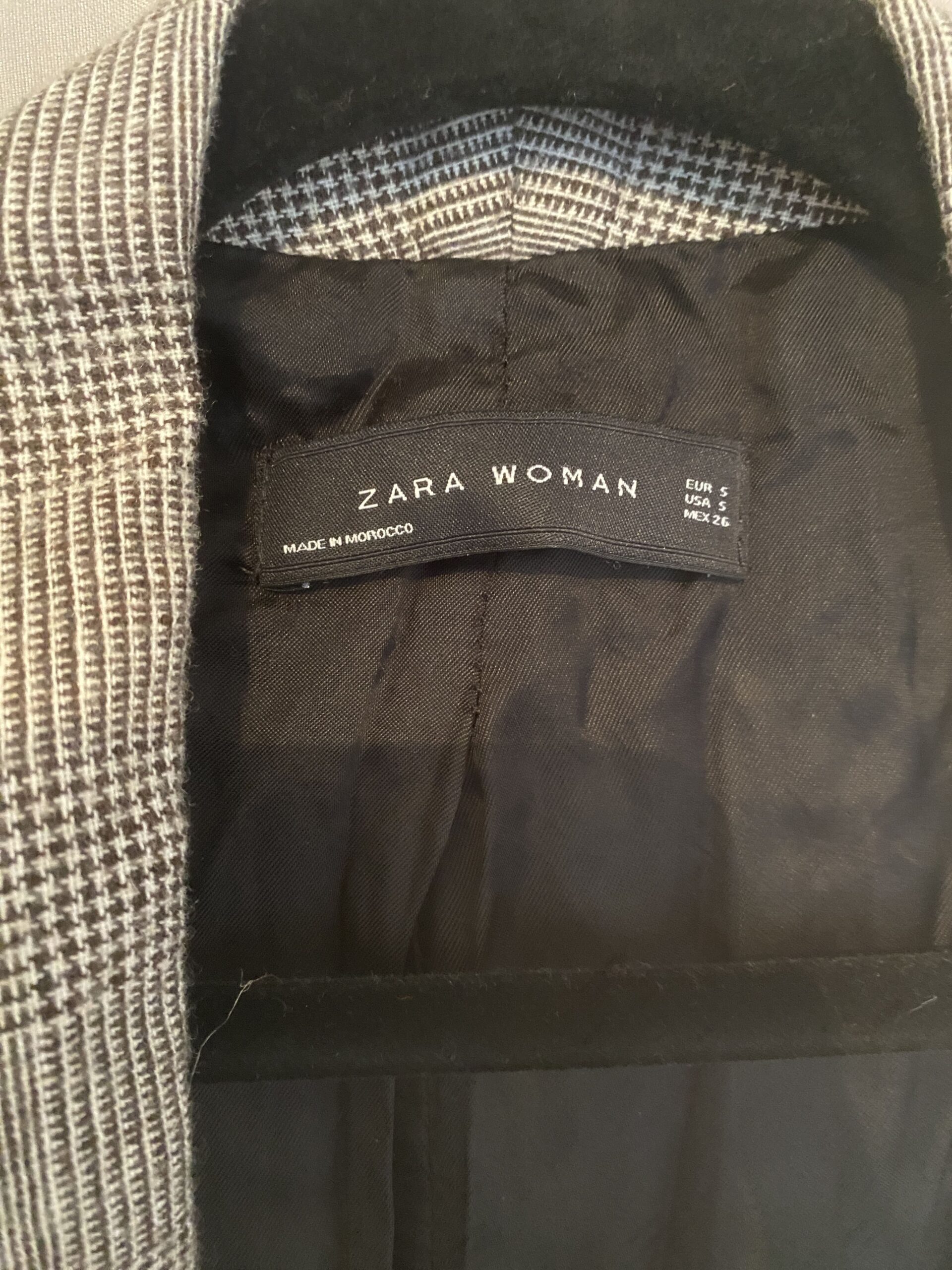 Veste de tailleur femme à carreaux Zara Woman, petites épaulettes, manches 3/4 taille S – Image 3