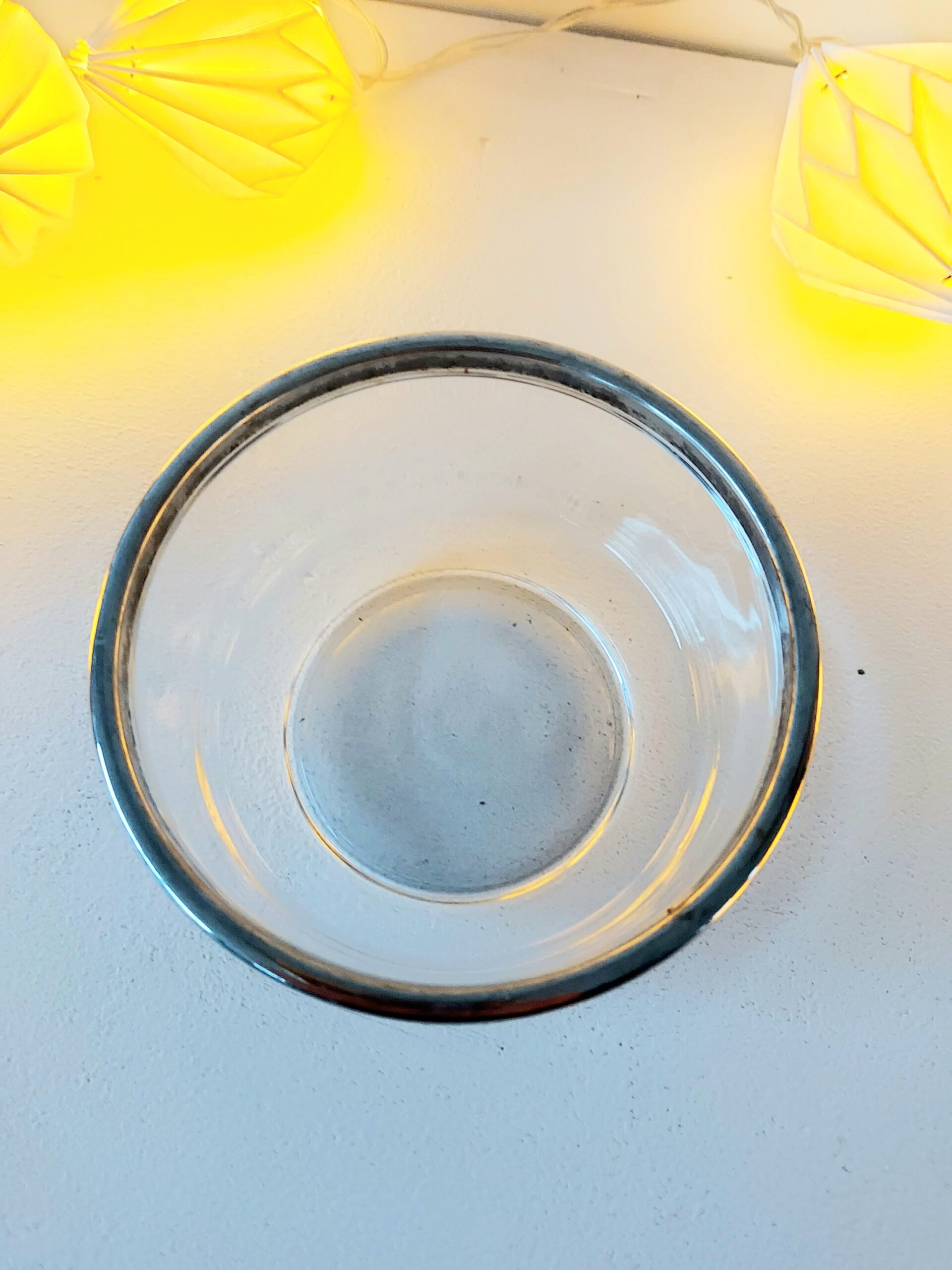 Bol en verre rebord en métal argenté Bormioli Rocco made in Italy vintage style mid-century – Image 3