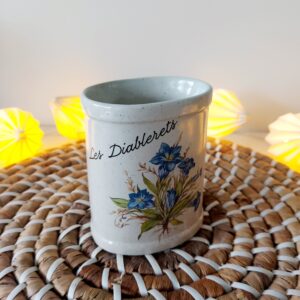 Pot/mug Les Diablerets vintage en céramique double anse Suisse atelier 2001 Siviriez CH
