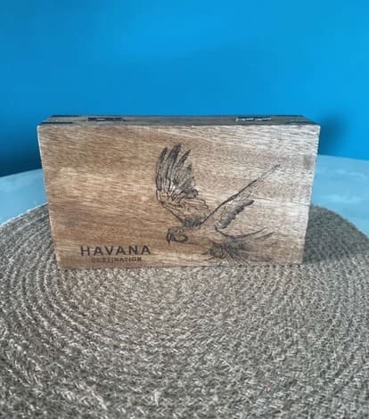 Boite à cigare cuba Havana motif perroquet manguier atmosphera