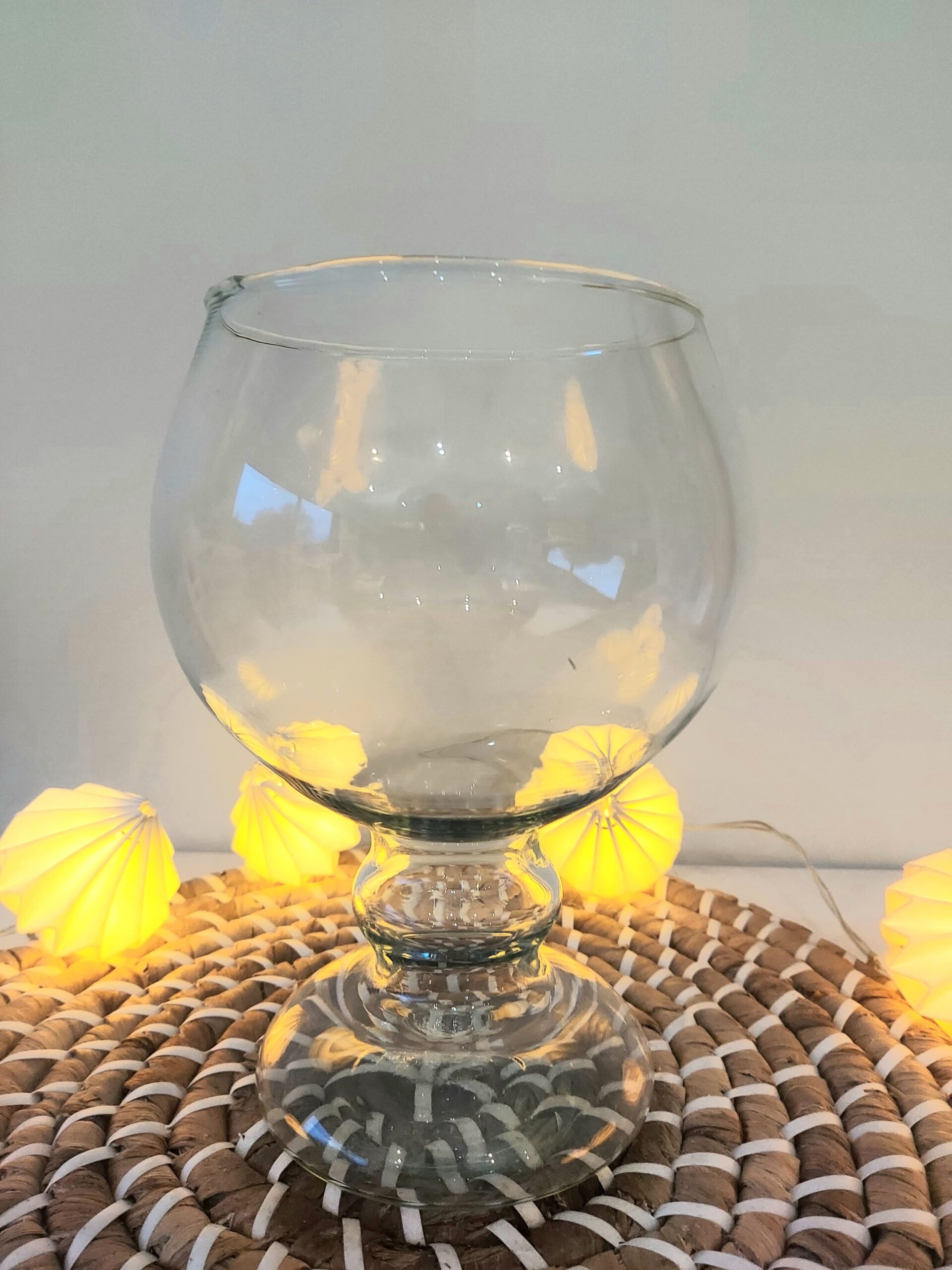 Coupe en verre transparent sur pied pour dessert, fruits ou déco de table