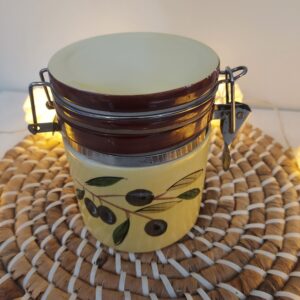 Pot de conservation en céramique décor provençal olives