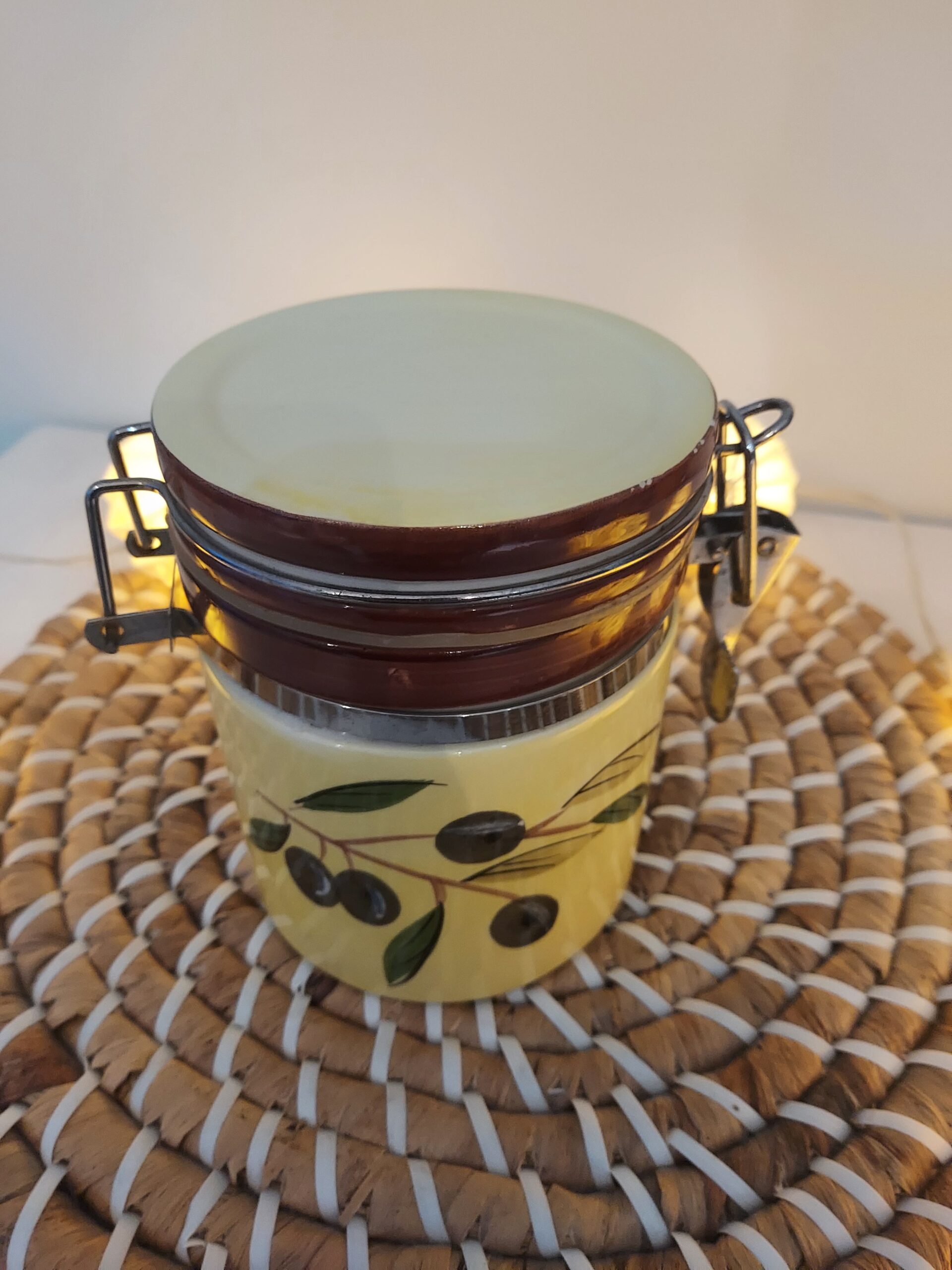 Pot de conservation hermétique en céramique décor Olives style provençal méditerranéen – Image 6