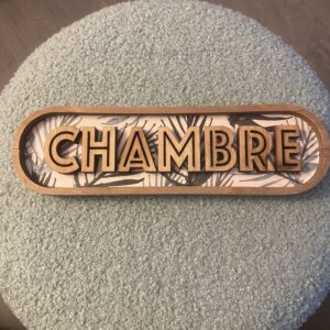 Plaque décorative pour porte "Chambre" Atmosphera "Ali", en bois et métal, gravure en relief