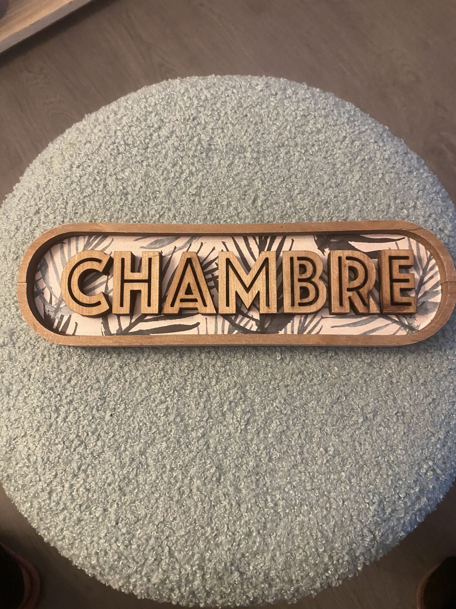 Plaque décorative pour porte "Chambre" Atmosphera "Ali", en bois et métal, gravure en relief