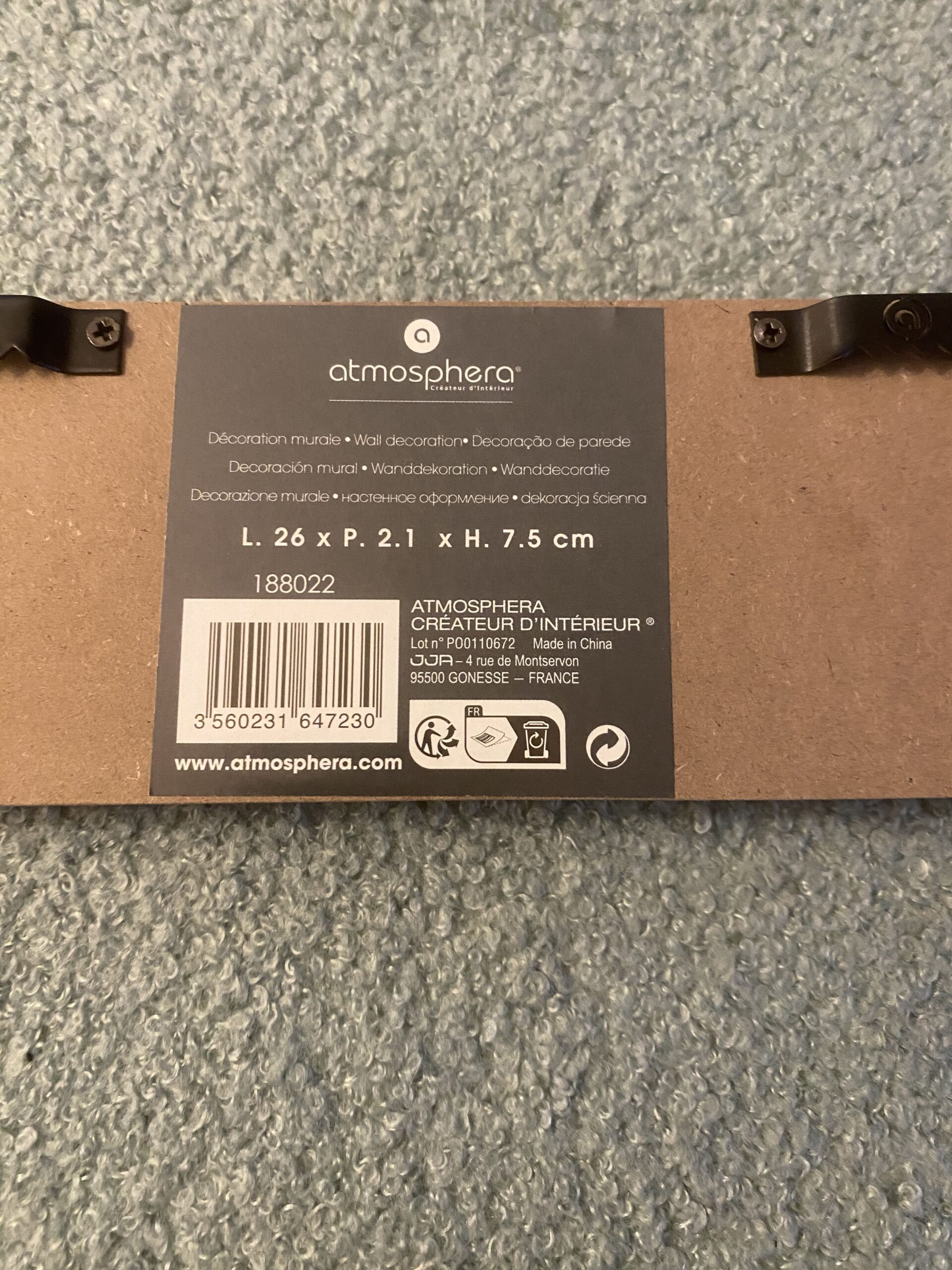 Plaque Toilettes décorative pour porte, Atmosphera "Ali" bois et métal, fibre de bois avec déor végétal, gravure en relief – Image 3