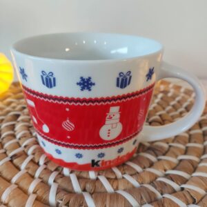 Tasse/mug Kinder collection pull moche de Noël, motif bonhomme de neige style tricot