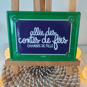 Plaque de porte/murale en métal Allée des ontes de fées chambre d'enfant style plaque de rue parisienne
