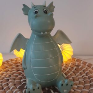 Tirelire Dragon en résine couleur vert d'eau